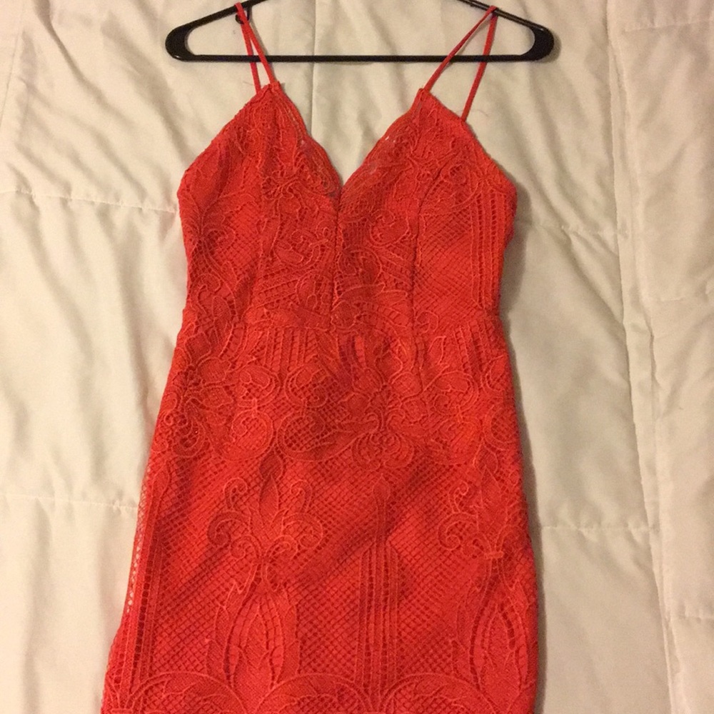 Lace/ embroidered red dress